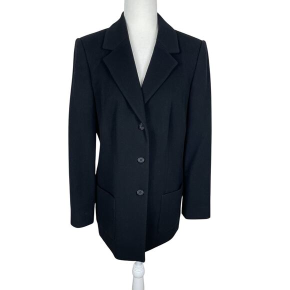 Nordstrom Wool Cashmere Blend Button Front Blazer Black Women's Size 10 Classic - Picture 1 of 13